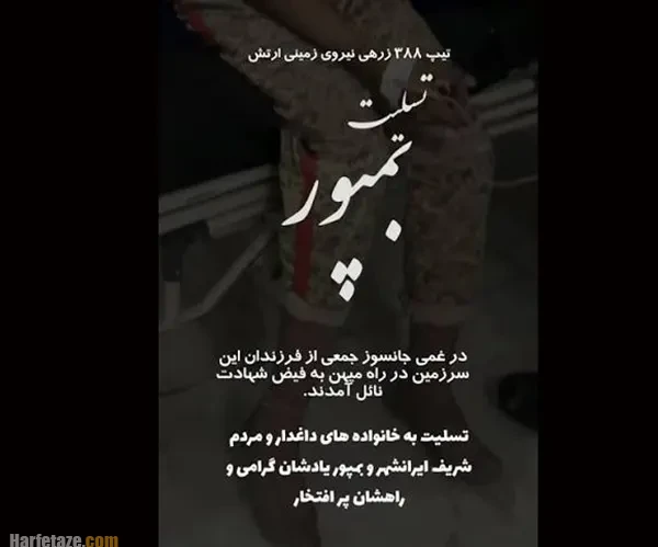 متن و عکس نوشته تسلیت شهادت سربازان ارتش در بمپور + استوری ایرانشهر تسلیت