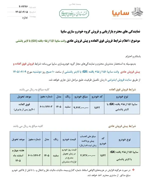ثبت نام پراید وانت ۱۵۱ ارتقایافته شهریور 1405 
